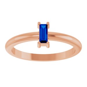 14K Rose Gold 5x2 mm Lab-Grown Blue Sapphire Stackable Ring