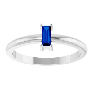 Sterling Silver 5x2 mm Lab-Grown Blue Sapphire Stackable Ring