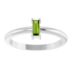 14K White Gold Natural Peridot Stackable Ring