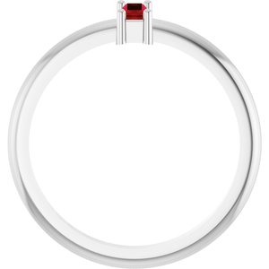 14K White Gold 5x2 mm Lab-Grown Ruby Stackable Ring