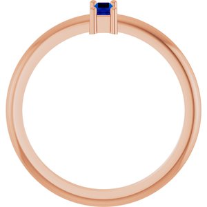 14K Rose Gold 5x2 mm Lab-Grown Blue Sapphire Stackable Ring