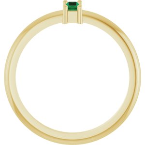 14K Yellow Gold 5x2 mm Lab-Grown Emerald Stackable Ring