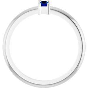 Platinum 5x2 mm Lab-Grown Blue Sapphire Stackable Ring