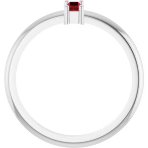 14K White Gold Natural Ruby Stackable Ring