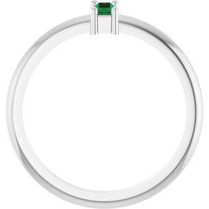 Platinum 5x2 mm Lab-Grown Emerald Stackable Ring