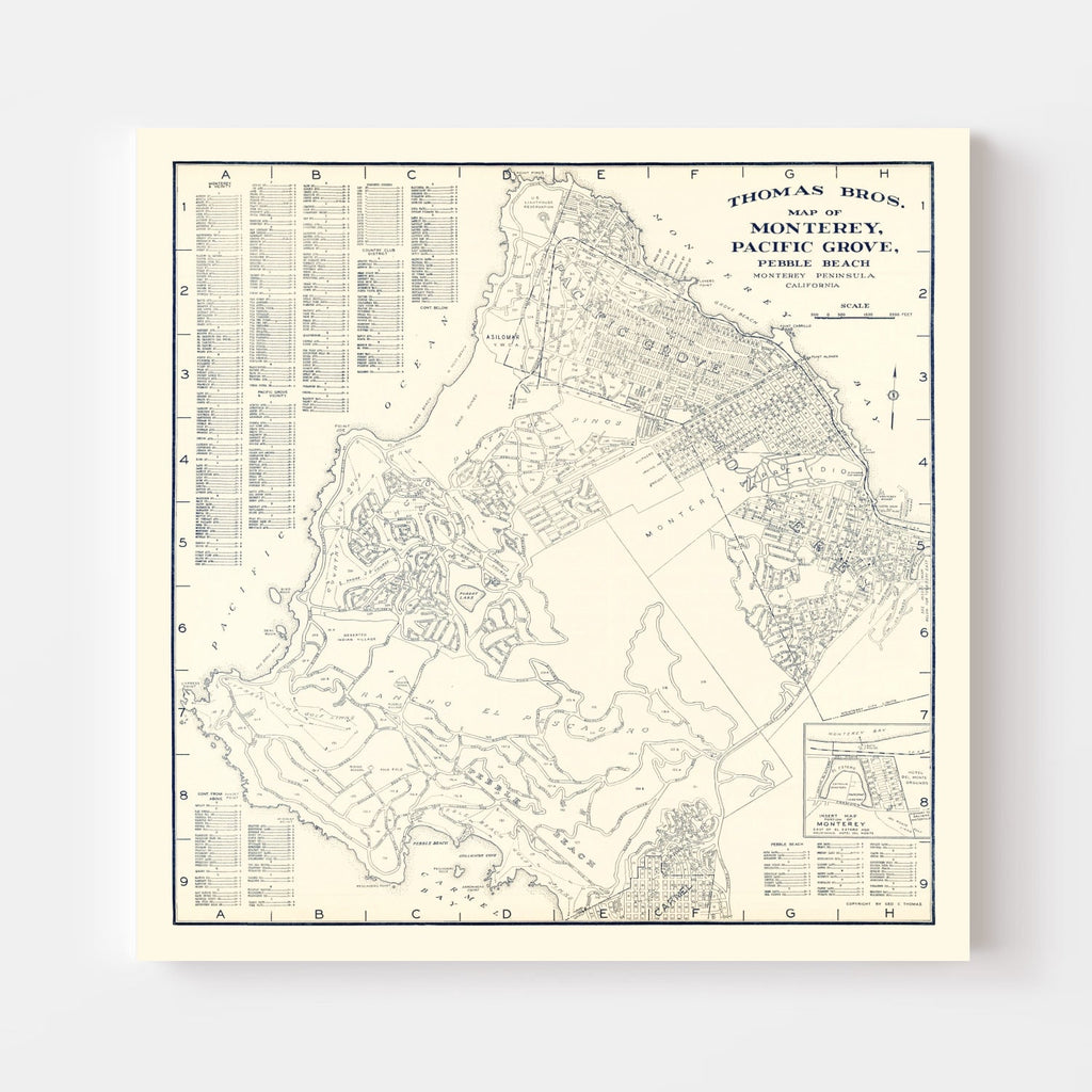 Vintage Map of Monterey, California 1920