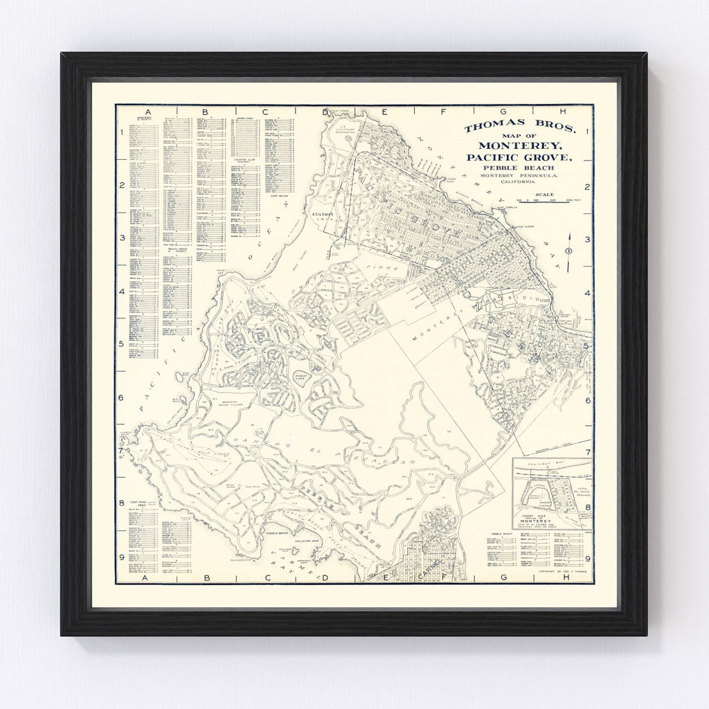 Vintage Map of Monterey, California 1920