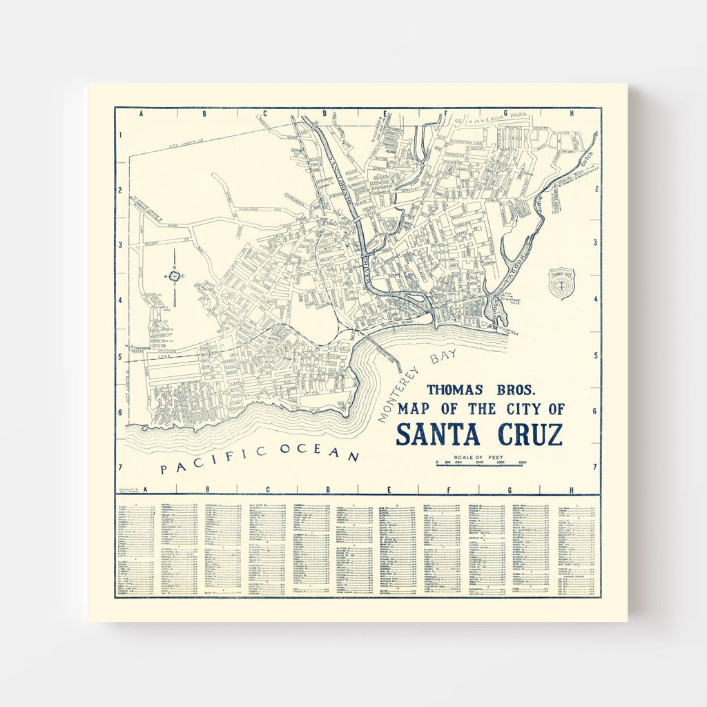 Vintage Map of Santa Cruz, California 1920
