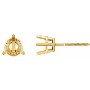 14K Yellow Gold 4.5 mm Round 3-Prong Earring Mounting