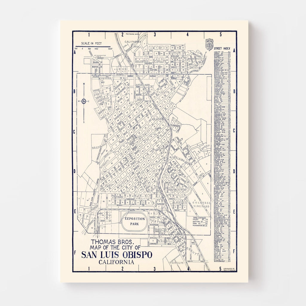 Vintage Map of San Luis Obispo, California 1920