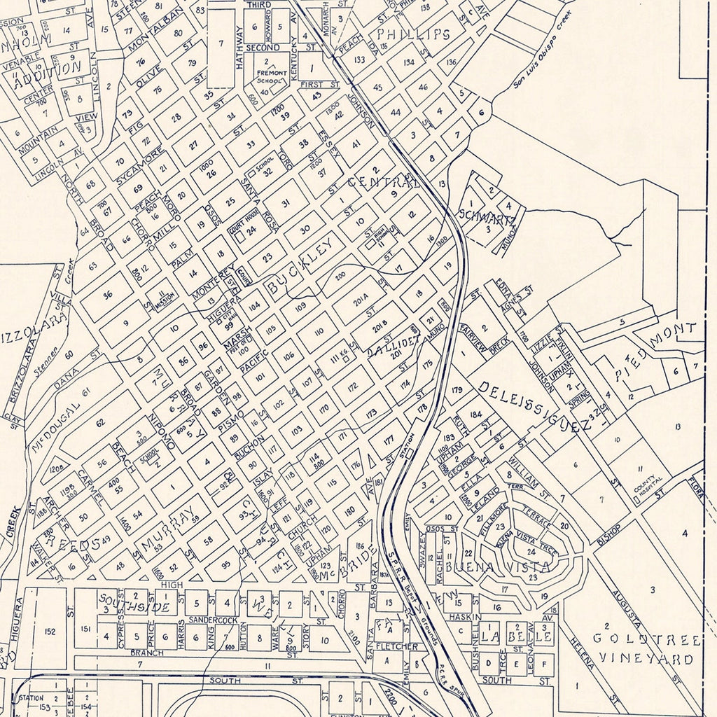 Vintage Map of San Luis Obispo, California 1920