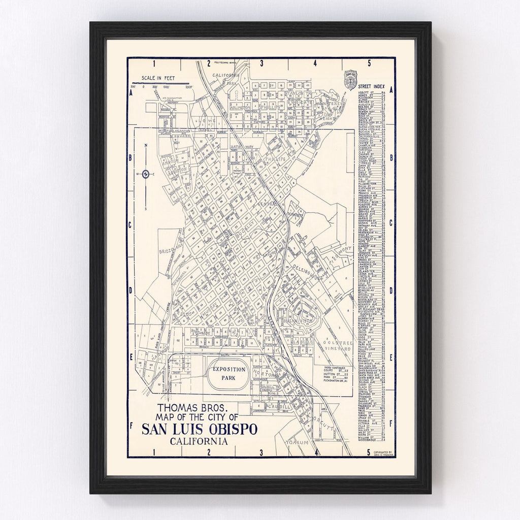 Vintage Map of San Luis Obispo, California 1920