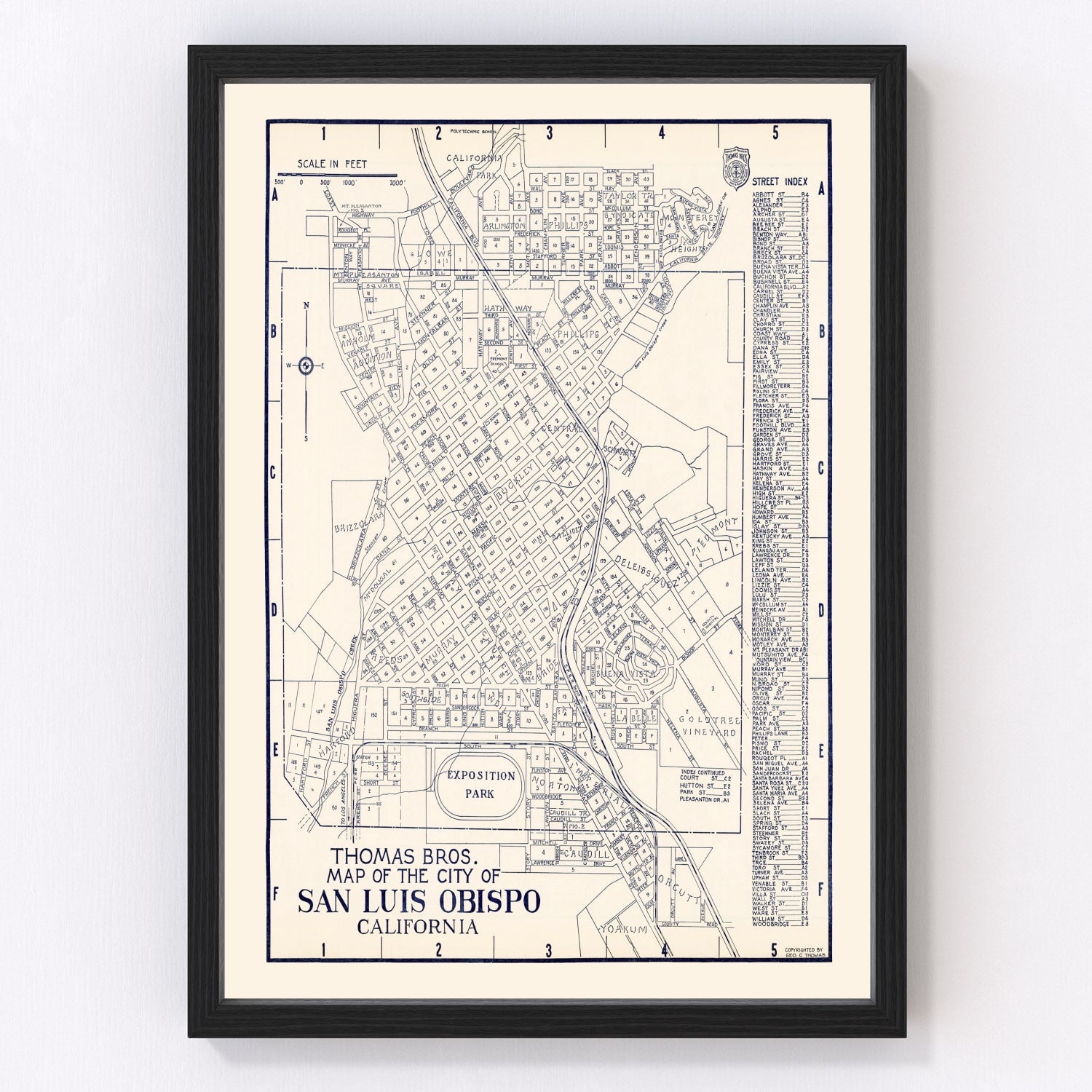 Vintage Map of San Luis Obispo, California 1920