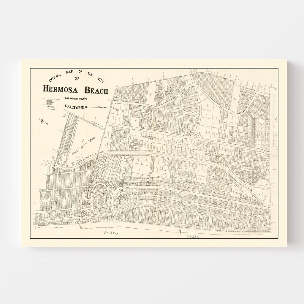 Vintage Map of Hermosa Beach, California 1922