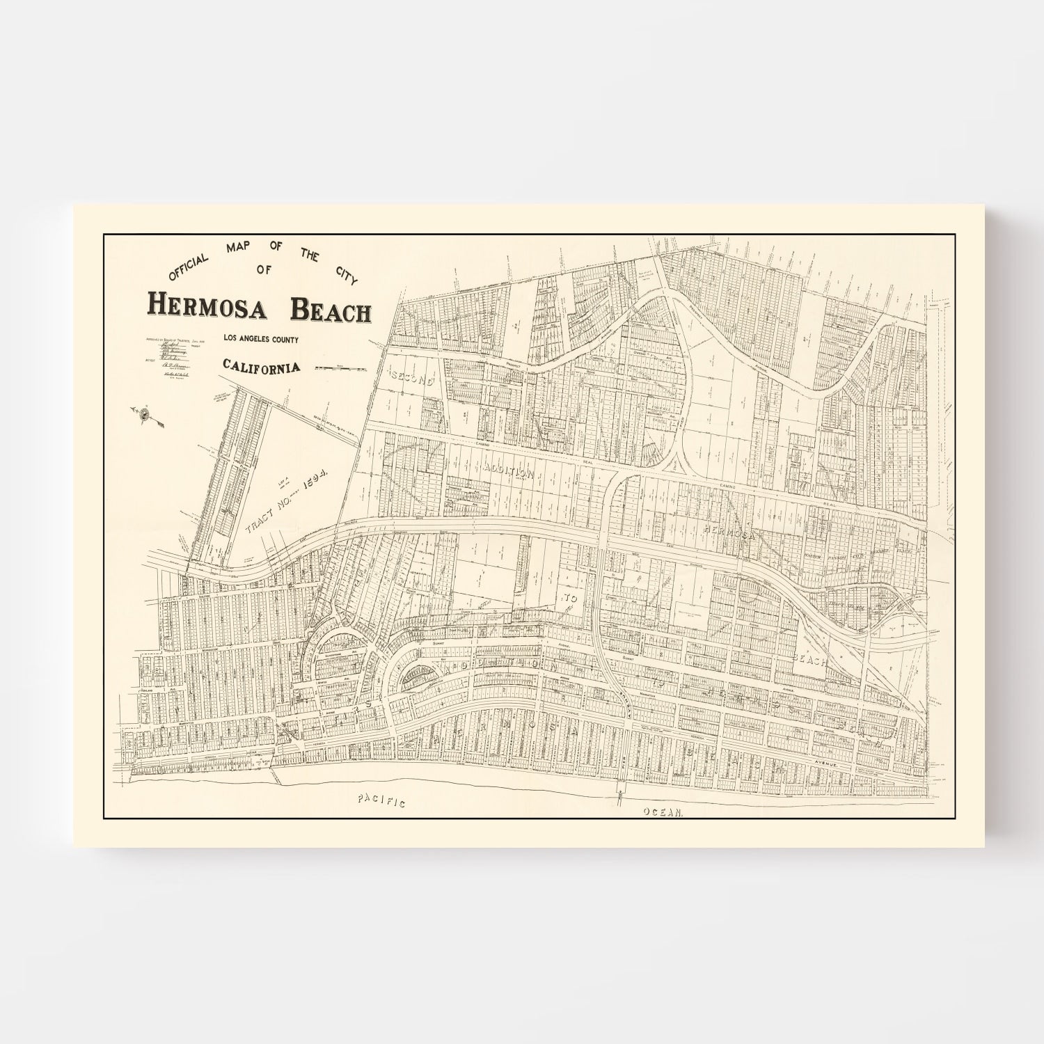Vintage Map of Hermosa Beach, California 1922