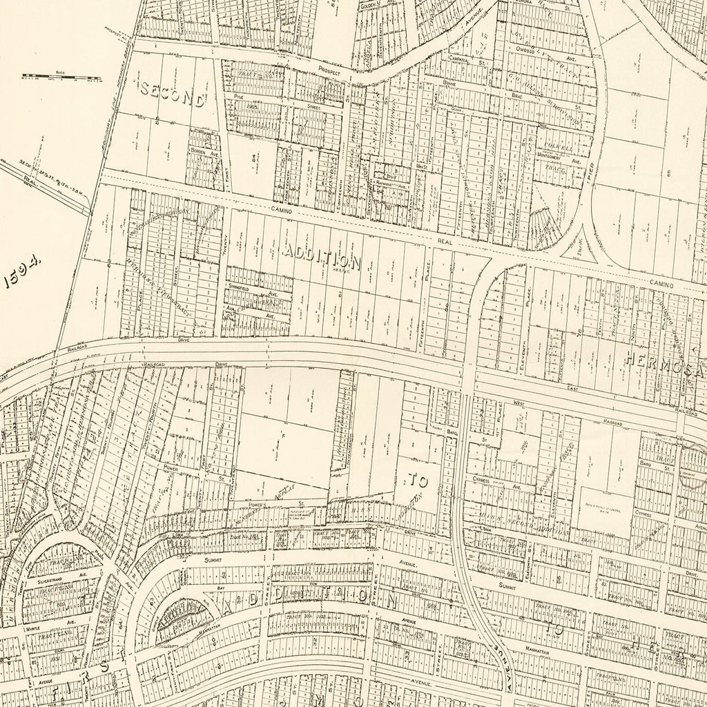 Vintage Map of Hermosa Beach, California 1922
