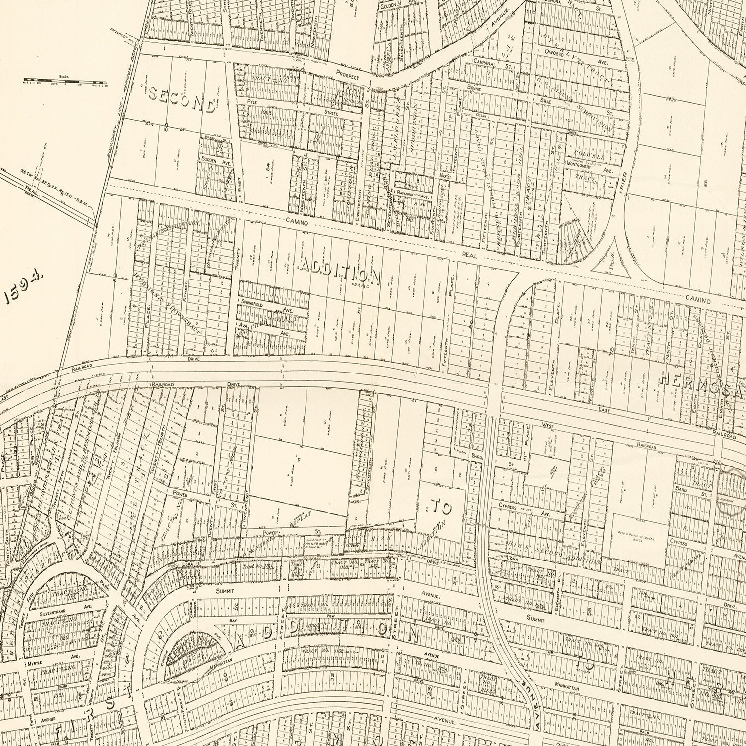 Vintage Map of Hermosa Beach, California 1922