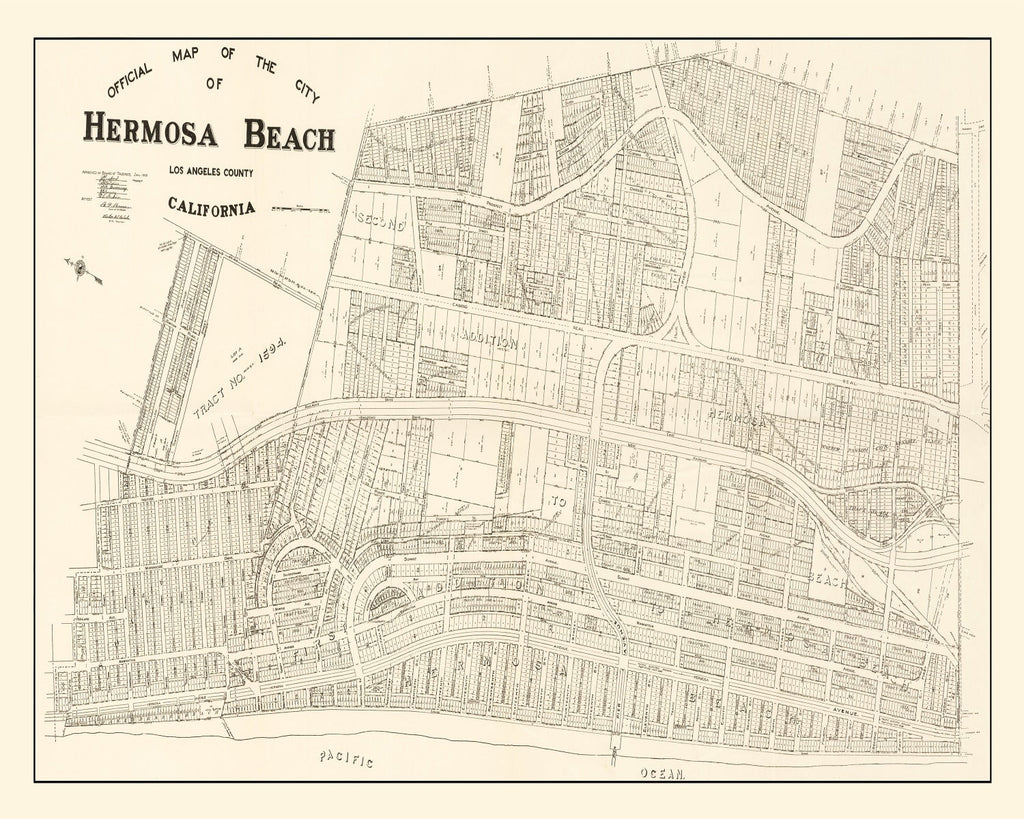 Vintage Map of Hermosa Beach, California 1922