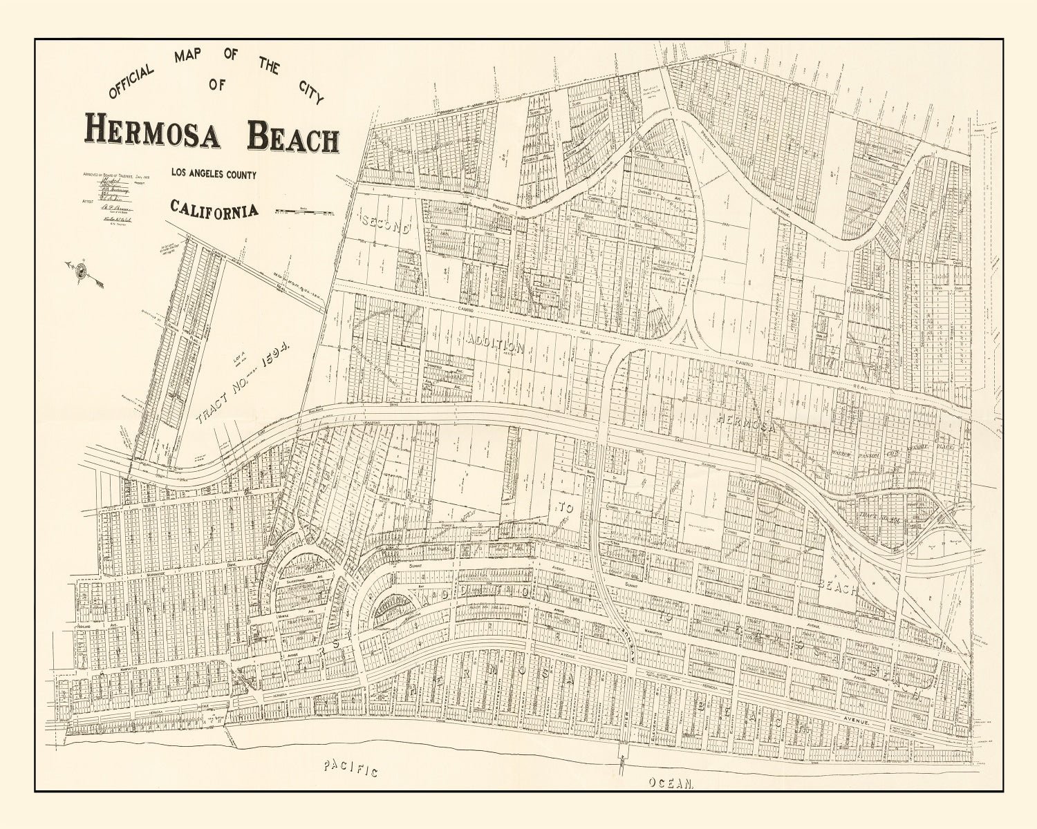 Vintage Map of Hermosa Beach, California 1922