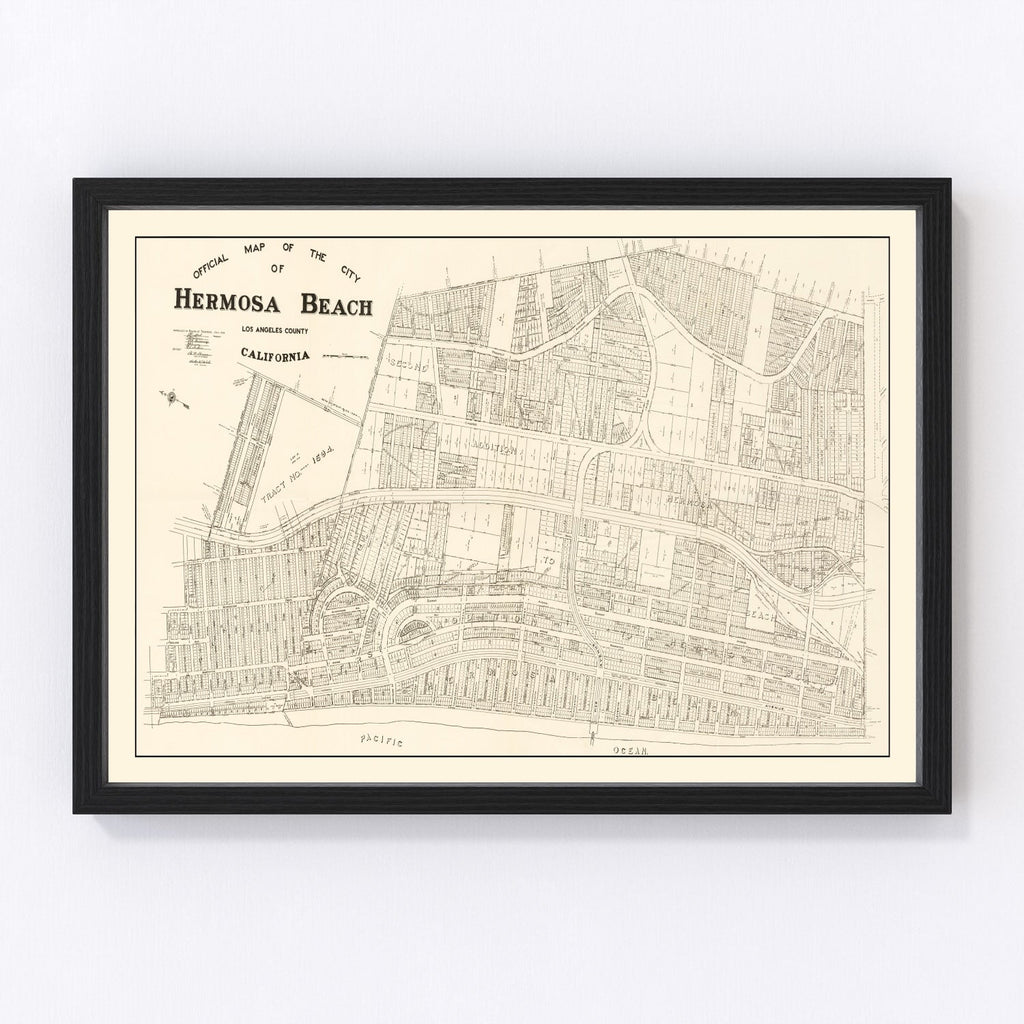 Vintage Map of Hermosa Beach, California 1922
