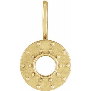 14K Yellow Gold 4 mm Round Bezel-Set Halo-Style Charm/Pendant Mounting – image 7