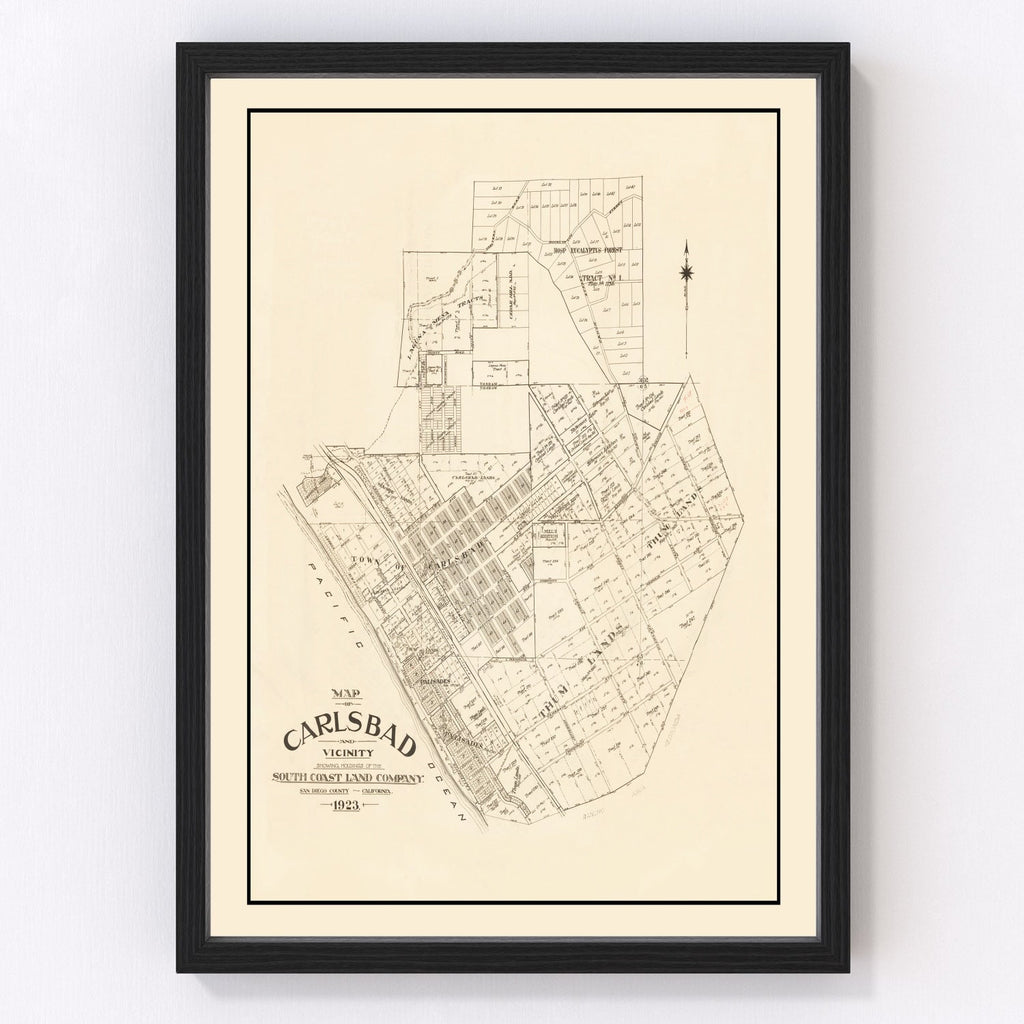 Vintage Map of Carlsbad, California 1923