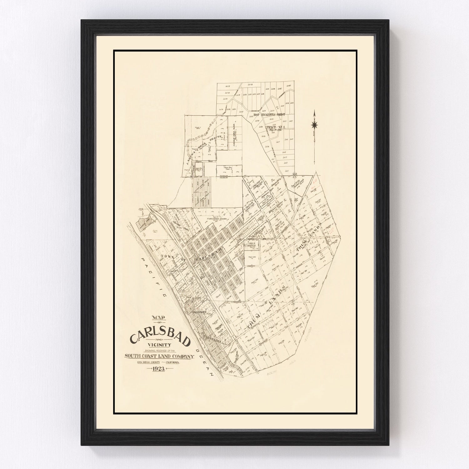 Vintage Map of Carlsbad, California 1923