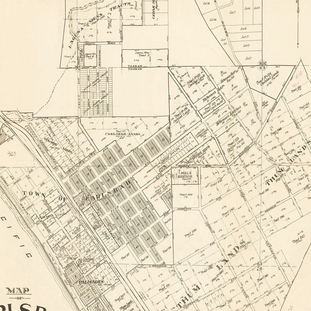 Vintage Map of Carlsbad, California 1923