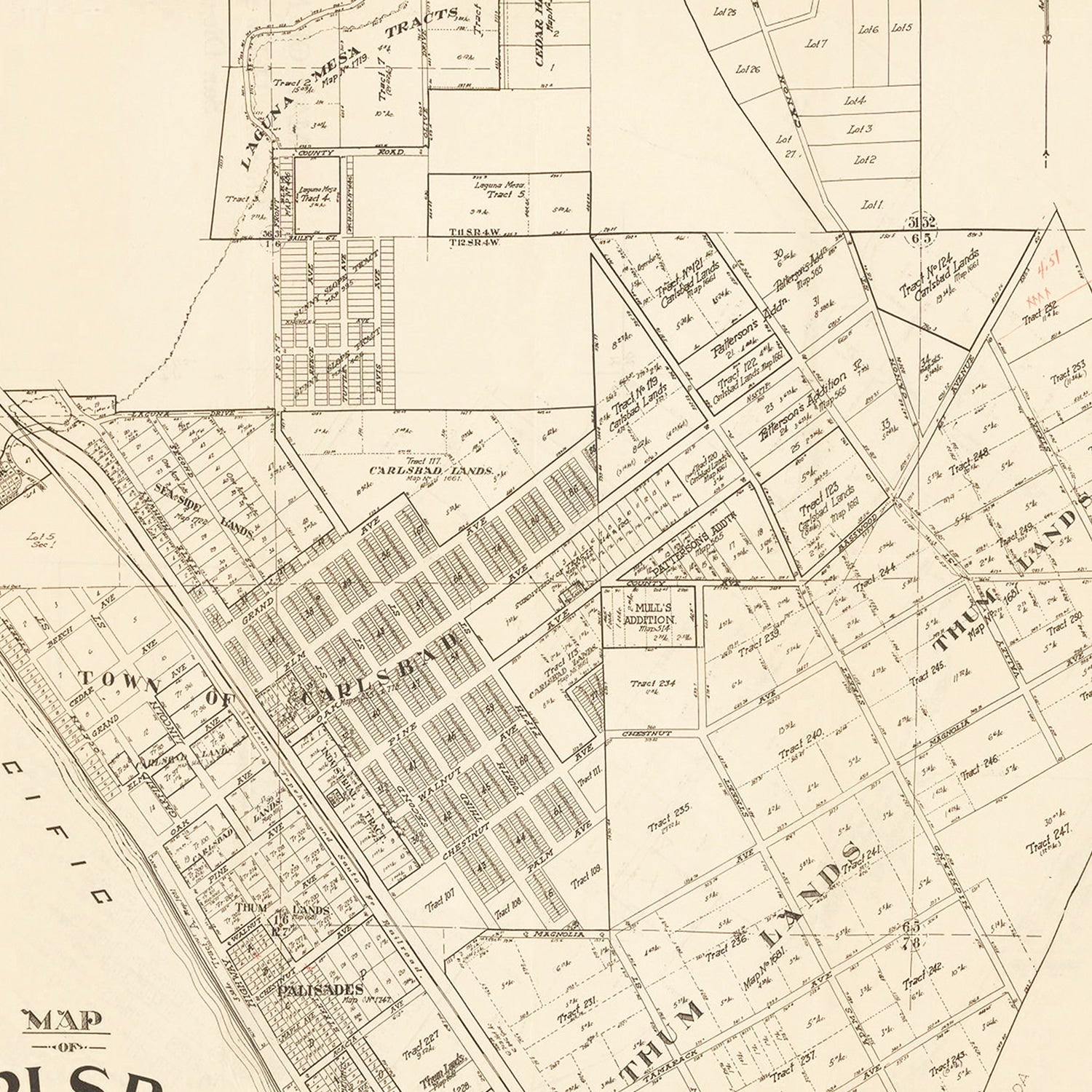 Vintage Map of Carlsbad, California 1923