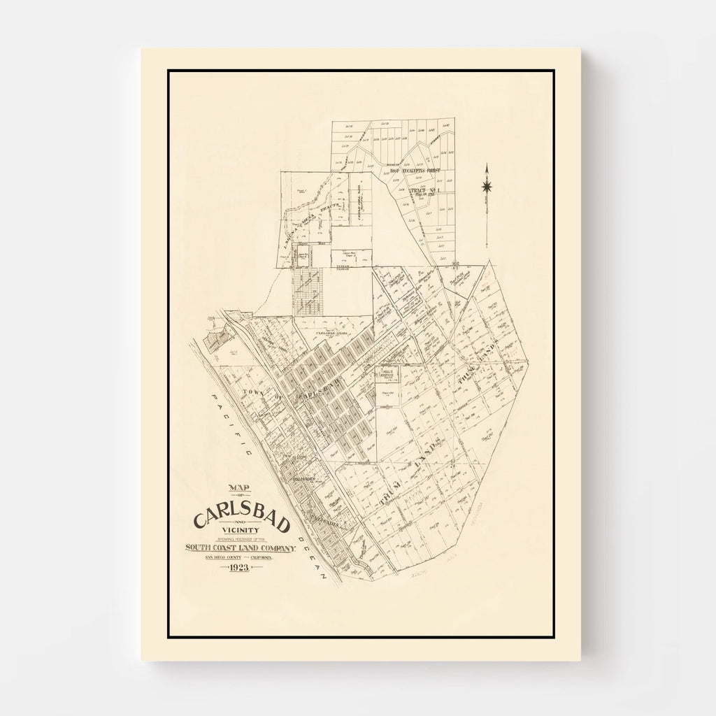Vintage Map of Carlsbad, California 1923