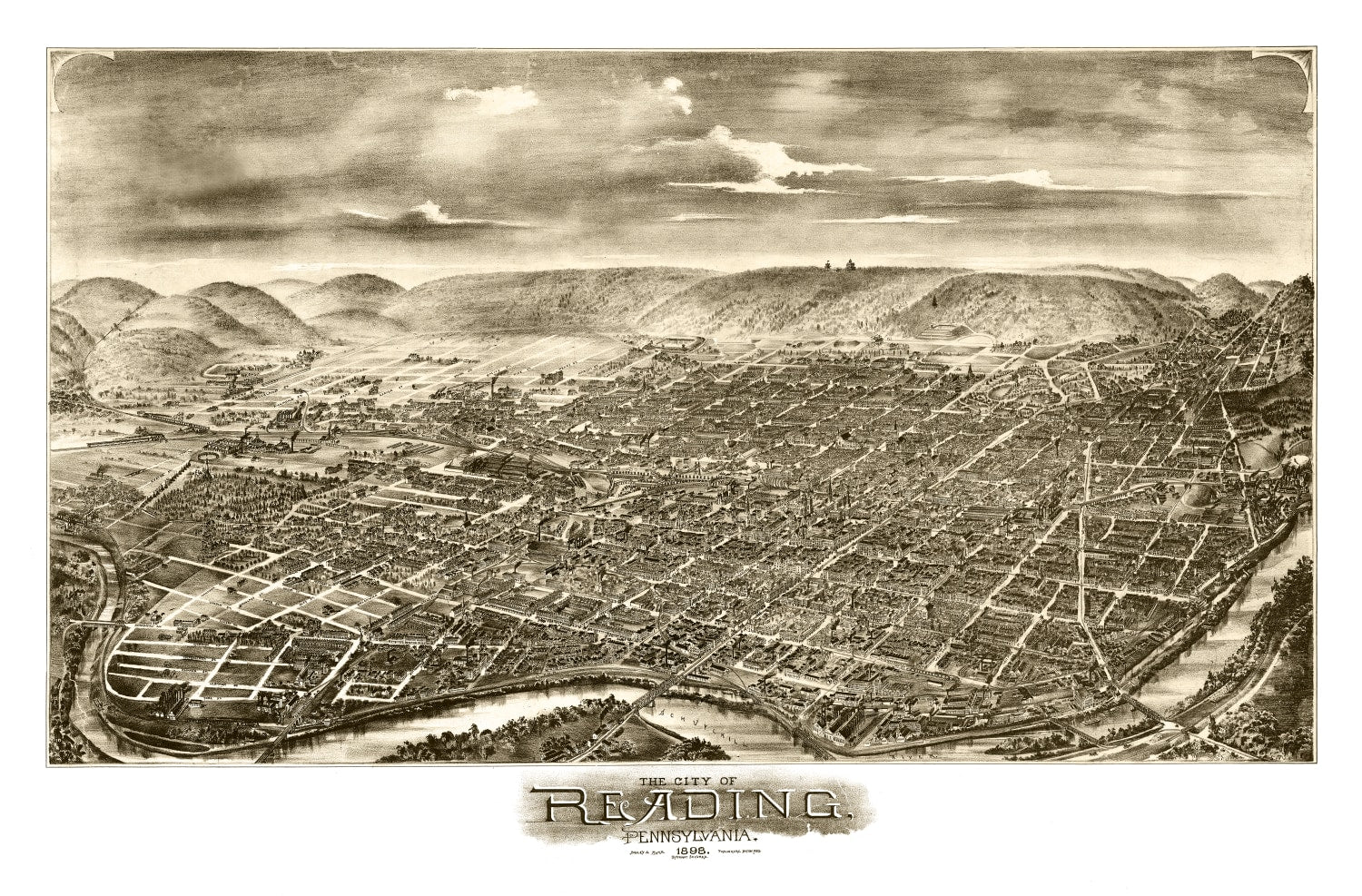 Vintage Map of Reading, Pennsylvania 1898