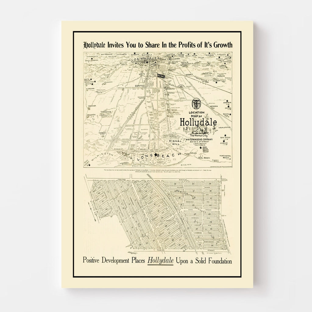 Vintage Map of Hollydale, California 1923