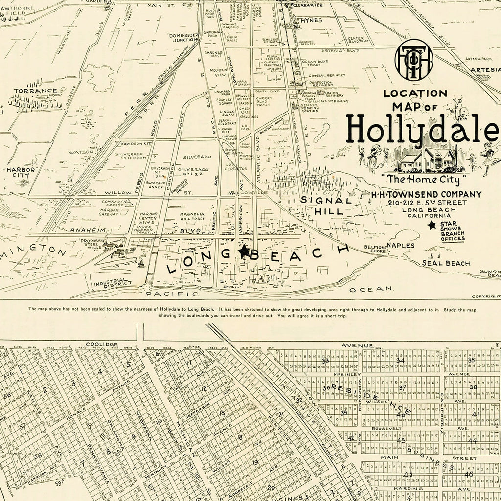 Vintage Map of Hollydale, California 1923