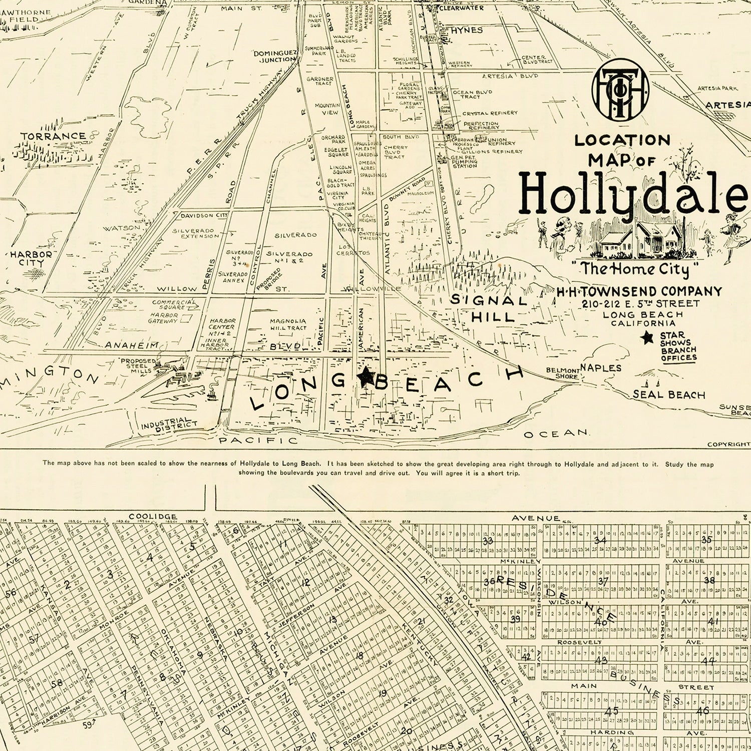 Vintage Map of Hollydale, California 1923