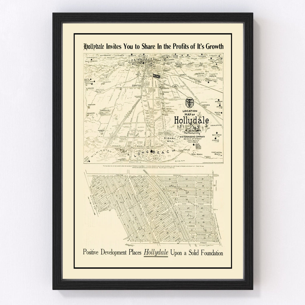 Vintage Map of Hollydale, California 1923