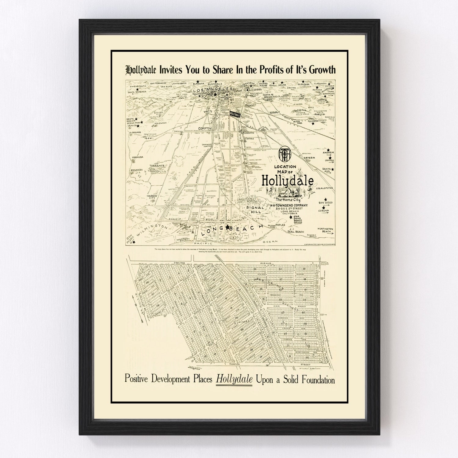 Vintage Map of Hollydale, California 1923