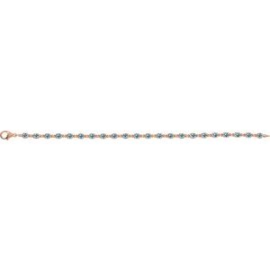 14K Rose Gold Natural Sky Blue Topaz 7 1/4" Line Bracelet – image 2