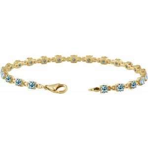 14K Yellow Gold Vermeil Natural Sky Blue Topaz 7 1/4" Line Bracelet – image 3