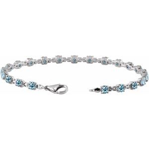 14K White Gold Natural Sky Blue Topaz 7 1/4" Line Bracelet – image 3