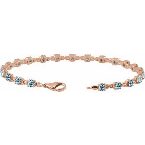 14K Rose Gold Natural Sky Blue Topaz 7 1/4" Line Bracelet