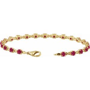 14K Yellow Gold Lab-Grown Ruby 7 1/4" Line Bracelet – image 3