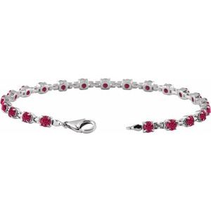 Sterling Silver Lab-Grown Ruby 7 1/4" Line Bracelet – image 3