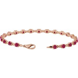 14K Rose Gold Lab-Grown Ruby 7 1/4" Line Bracelet – image 3