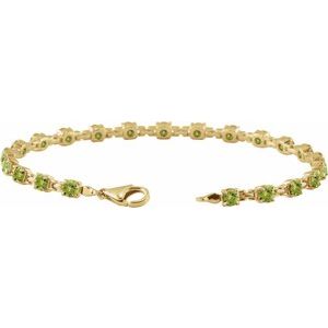 14K Yellow Gold Vermeil Natural Peridot 7 1/4" Line Bracelet – image 3