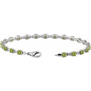 14K White Gold Natural Peridot 7 1/4" Line Bracelet – image 3