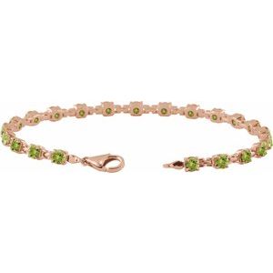 14K Rose Gold Natural Peridot 7 1/4" Line Bracelet – image 3