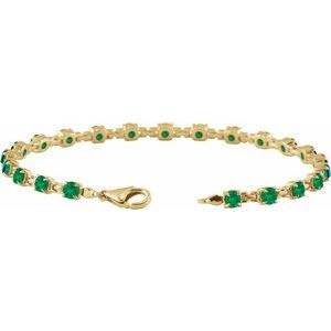 14K Yellow Gold Vermeil Lab-Grown Emerald 7 1/4" Line Bracelet – image 3