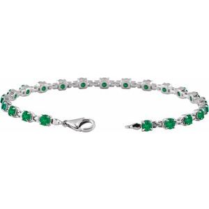 14K White Gold Lab-Grown Emerald 7 1/4" Line Bracelet – image 3
