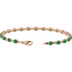 14K Rose Gold Lab-Grown Emerald 7 1/4" Line Bracelet – image 2