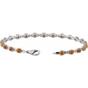 14K White Gold Natural Citrine 7 1/4" Line Bracelet